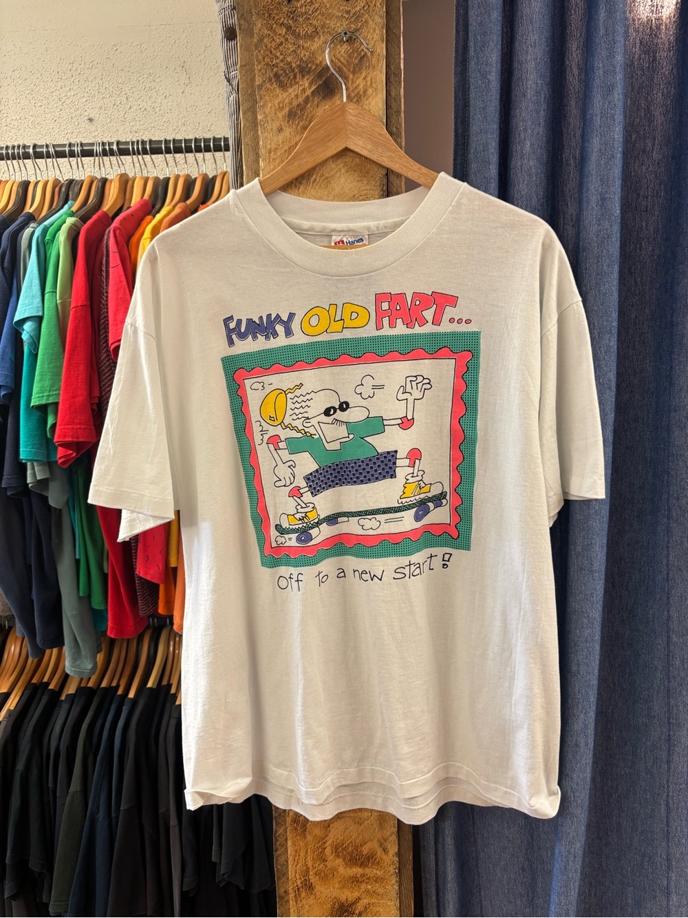 Vintage Funky Old Fart Graphic Tee - White